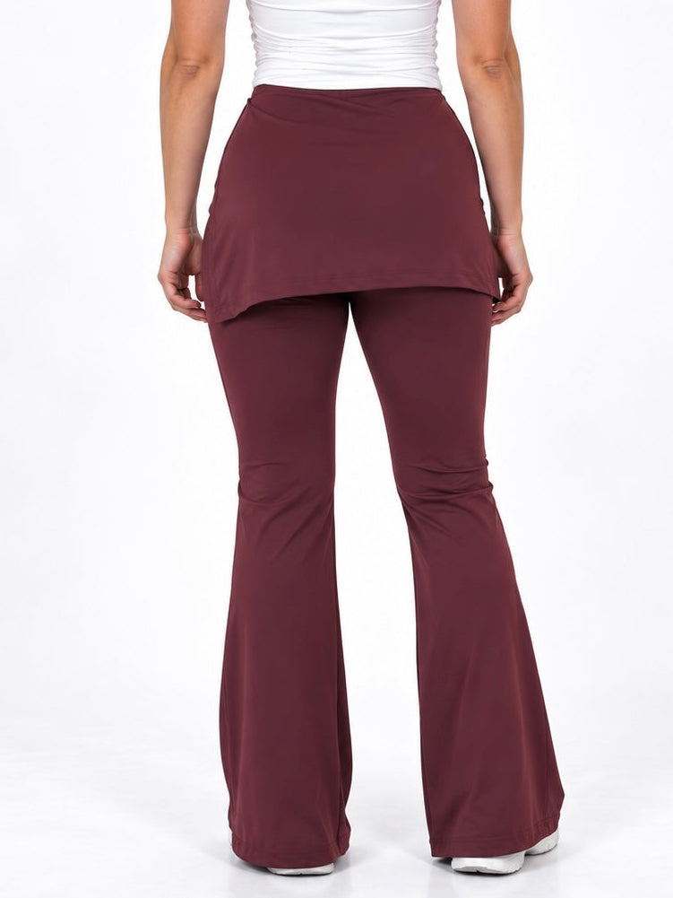 Wine Red Wrap Flared Pants