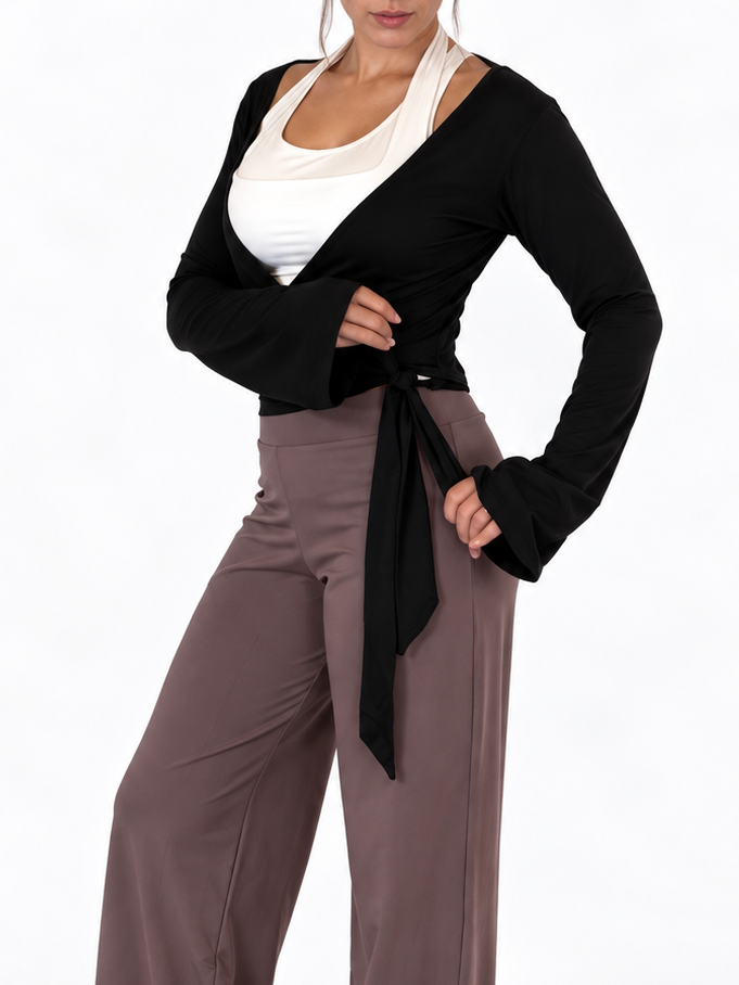 Black Flared Wrap Cardigan