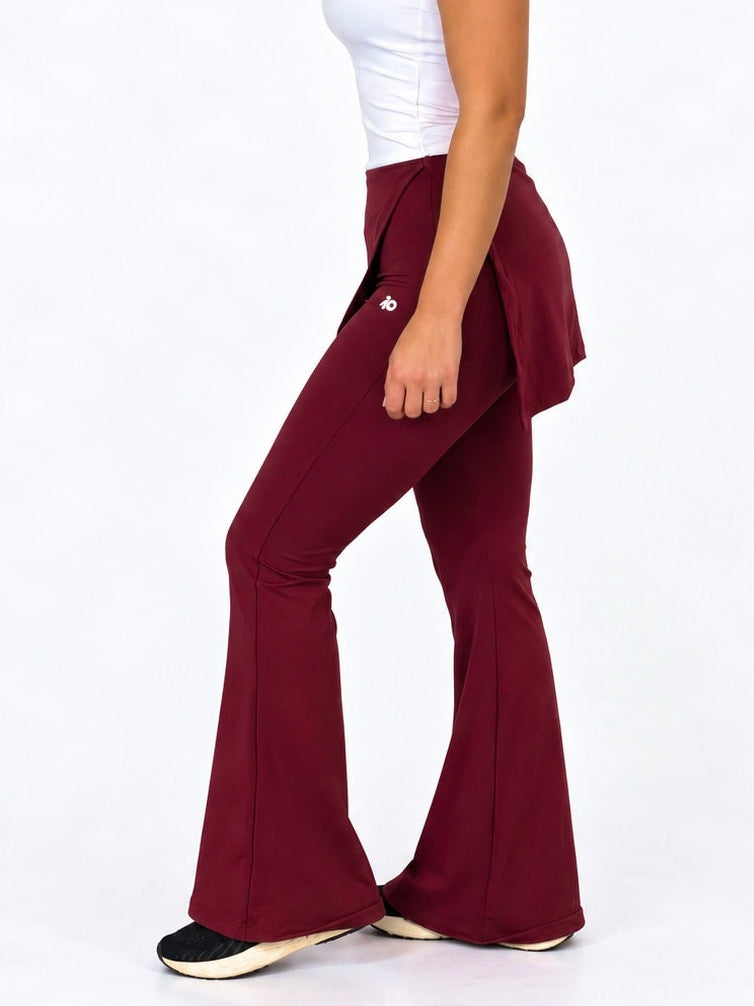 Burgundy Wrap Flared Pants