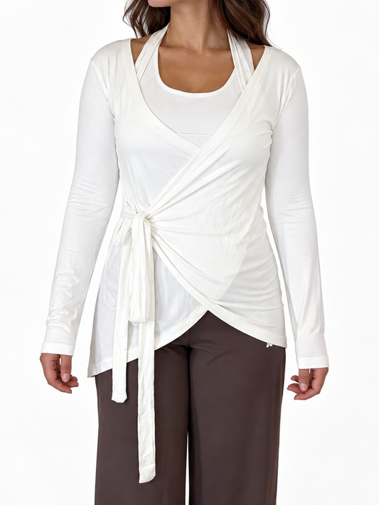 White Long Wrap Cardigan