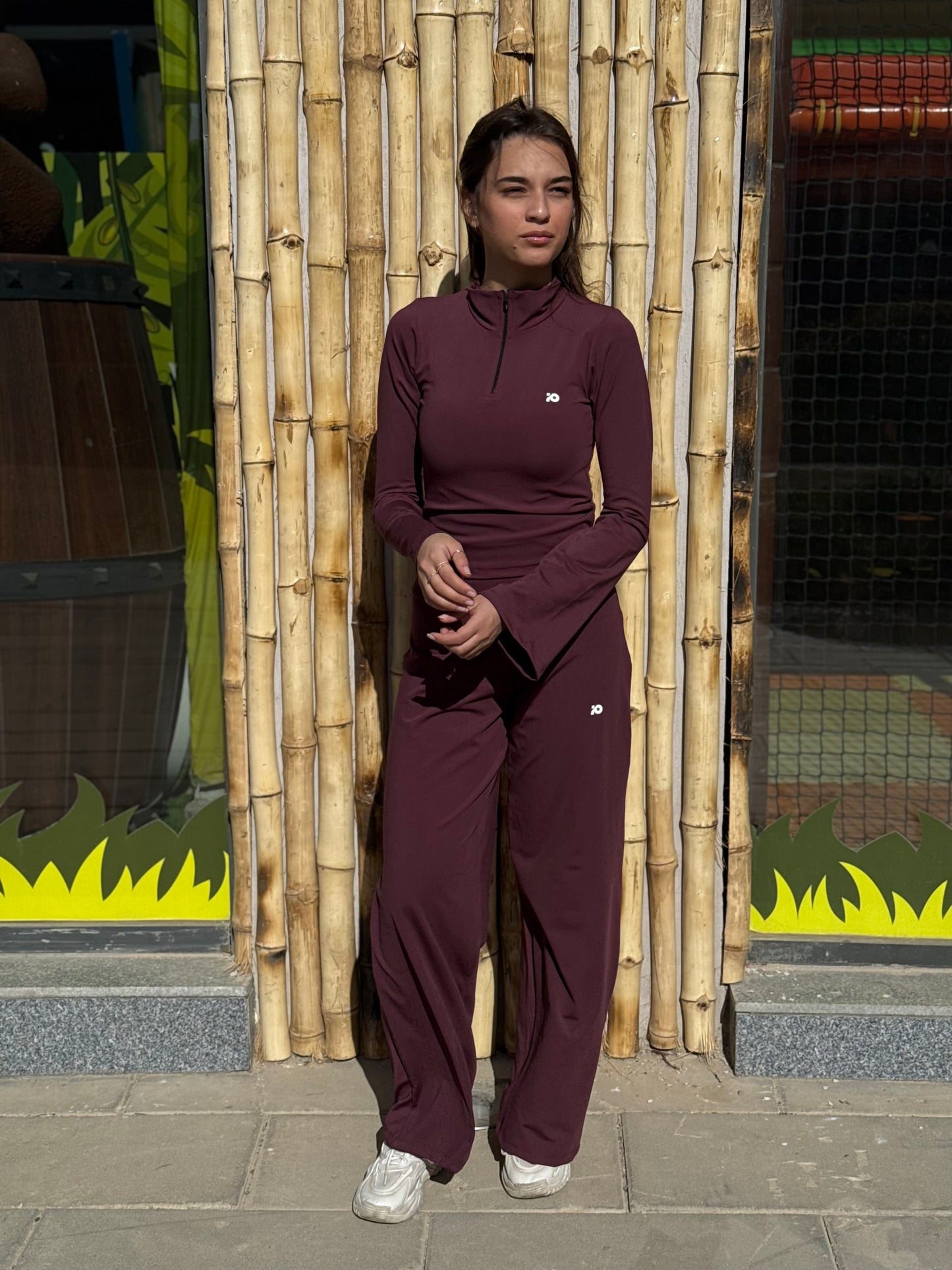 Wine Red Wide Leg Pants