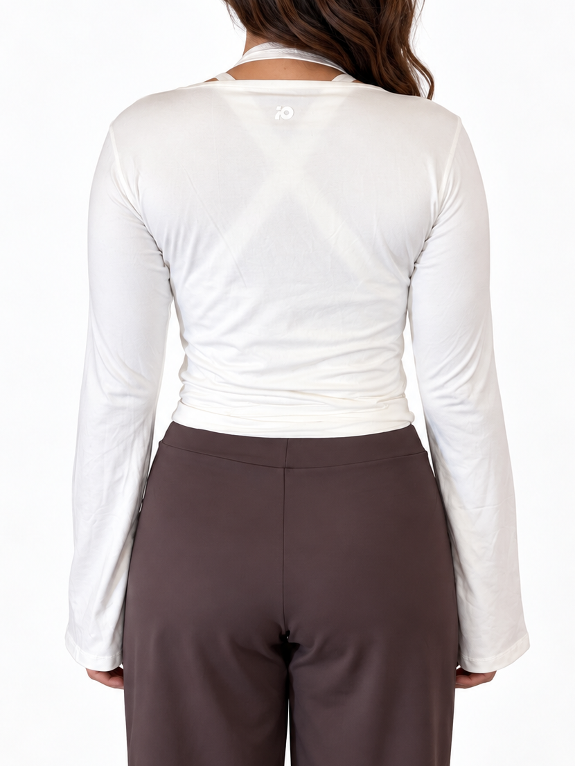 White Flared Wrap Cardigan
