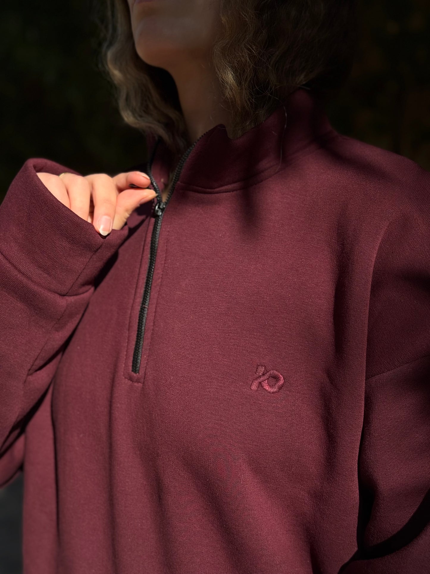Wine Red Quarter Zipper