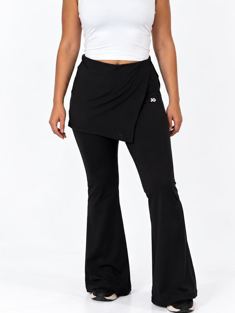 Black Wrap Flared Pants