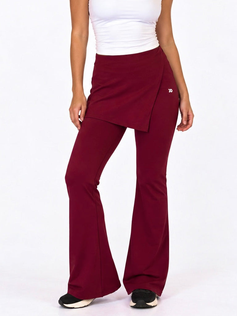 Burgundy Wrap Flared Pants