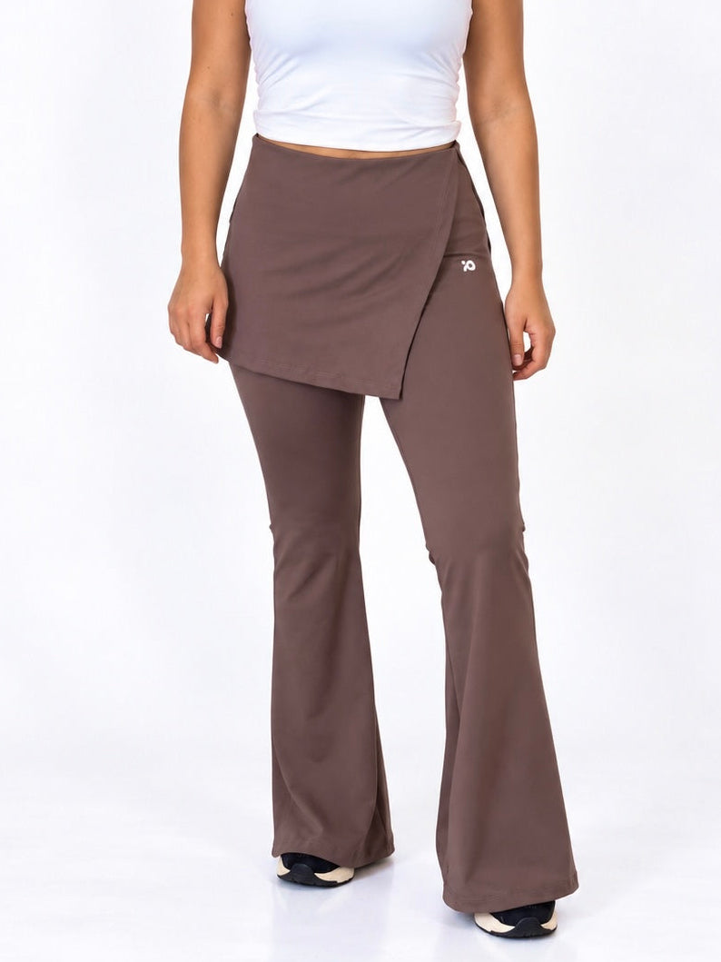 Espresso Mauve Wrap Flared Pants