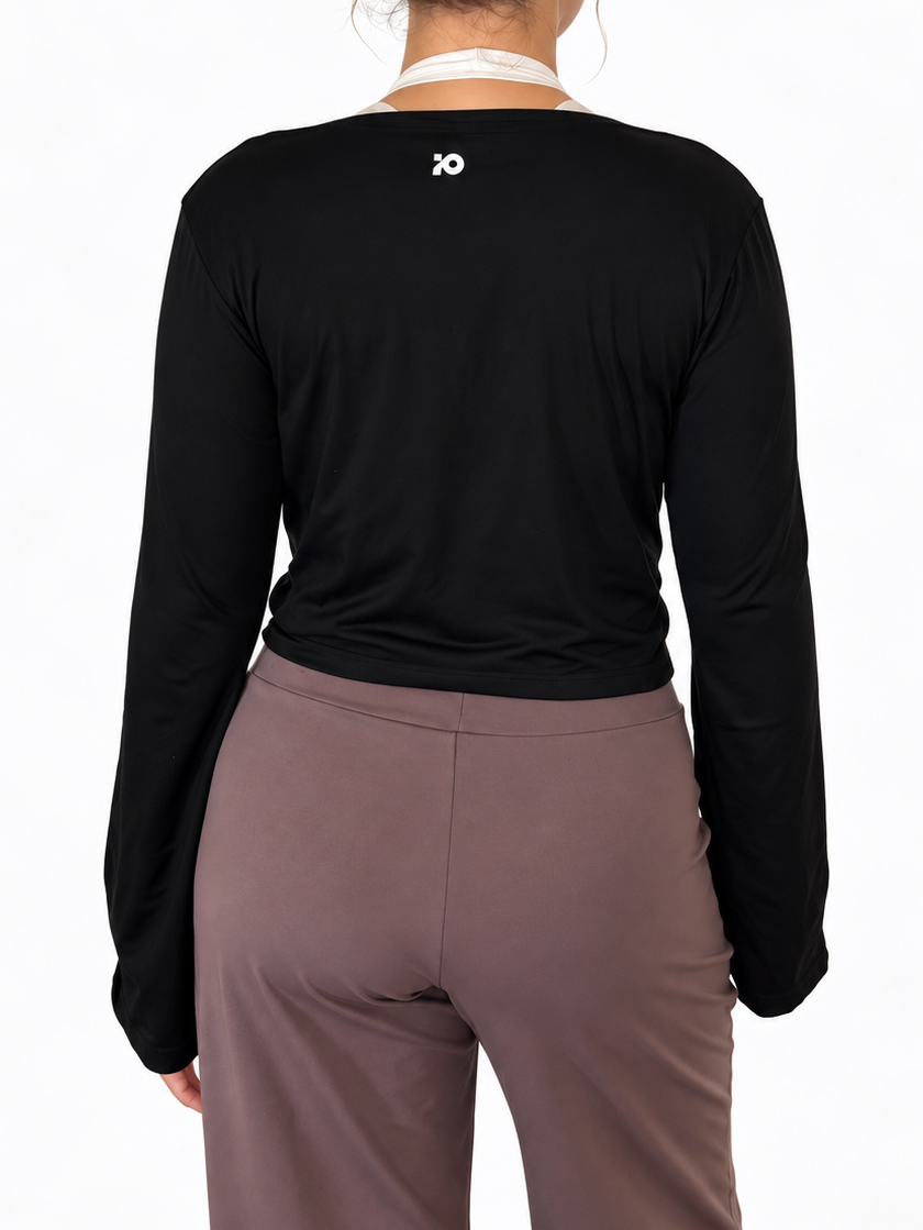 Black Flared Wrap Cardigan