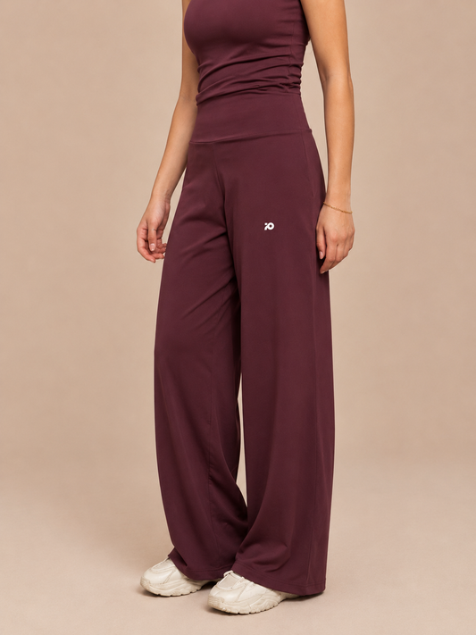 Wine Red Wide Leg Pants