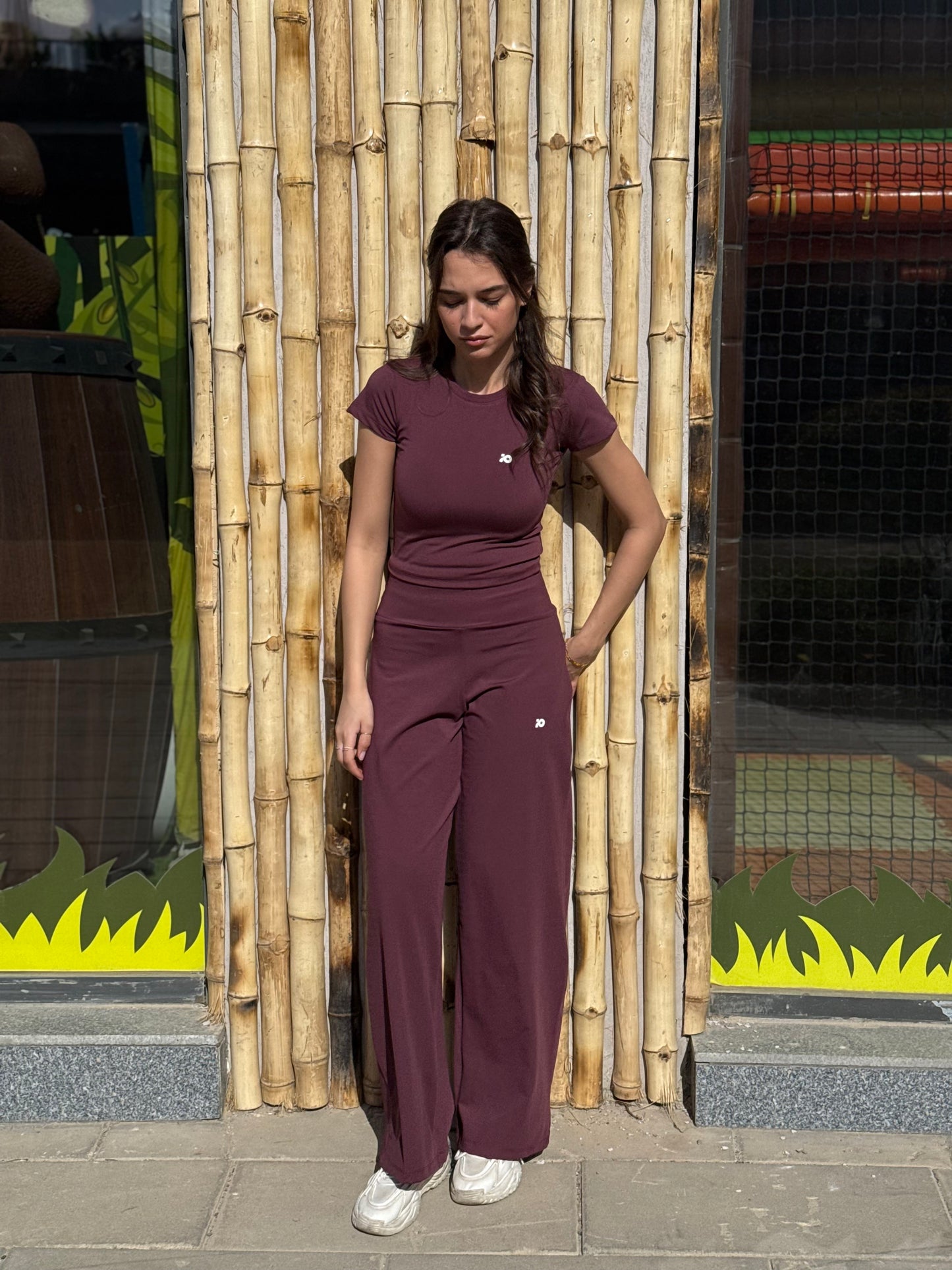 Wine Red Wide Leg Pants