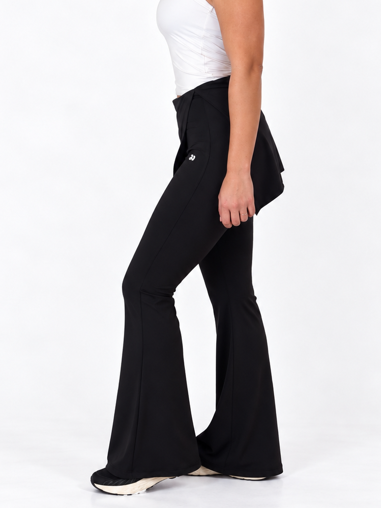 Black Wrap Flared Pants