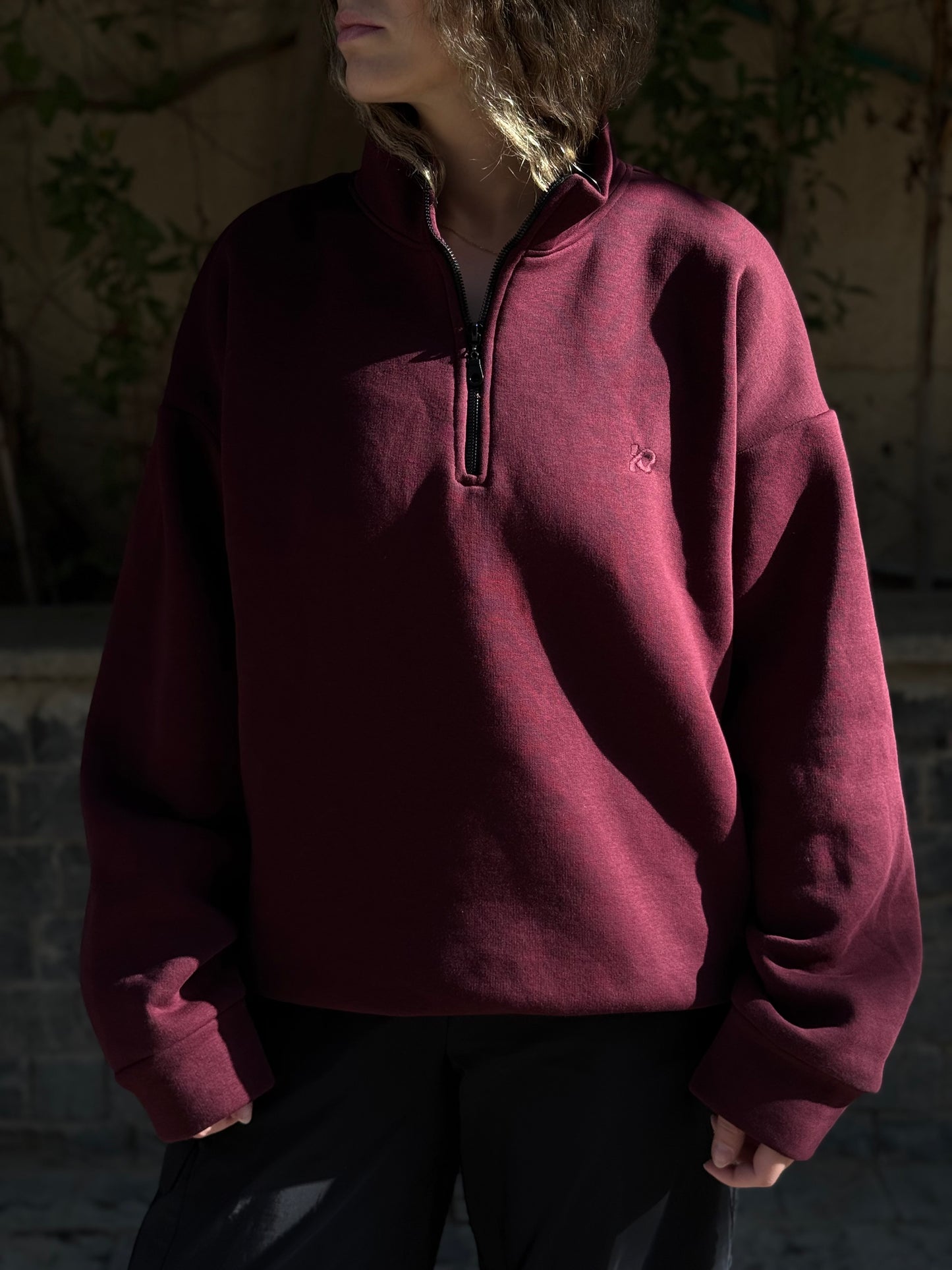 Wine Red Quarter Zipper