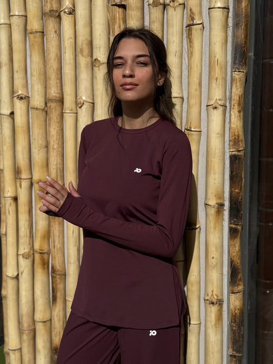 Wine Red Long Sleeve Top