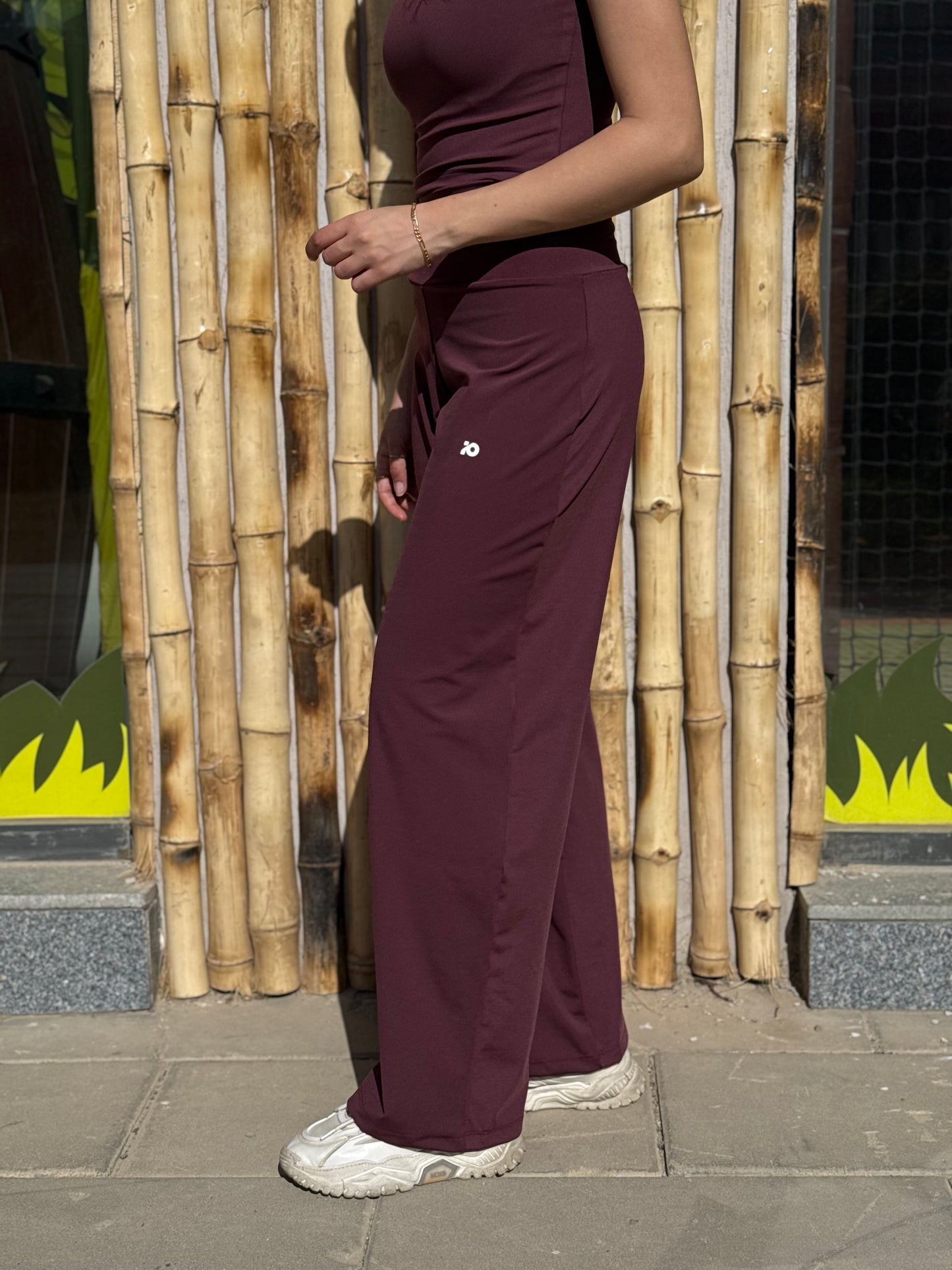 Wine Red Wide Leg Pants