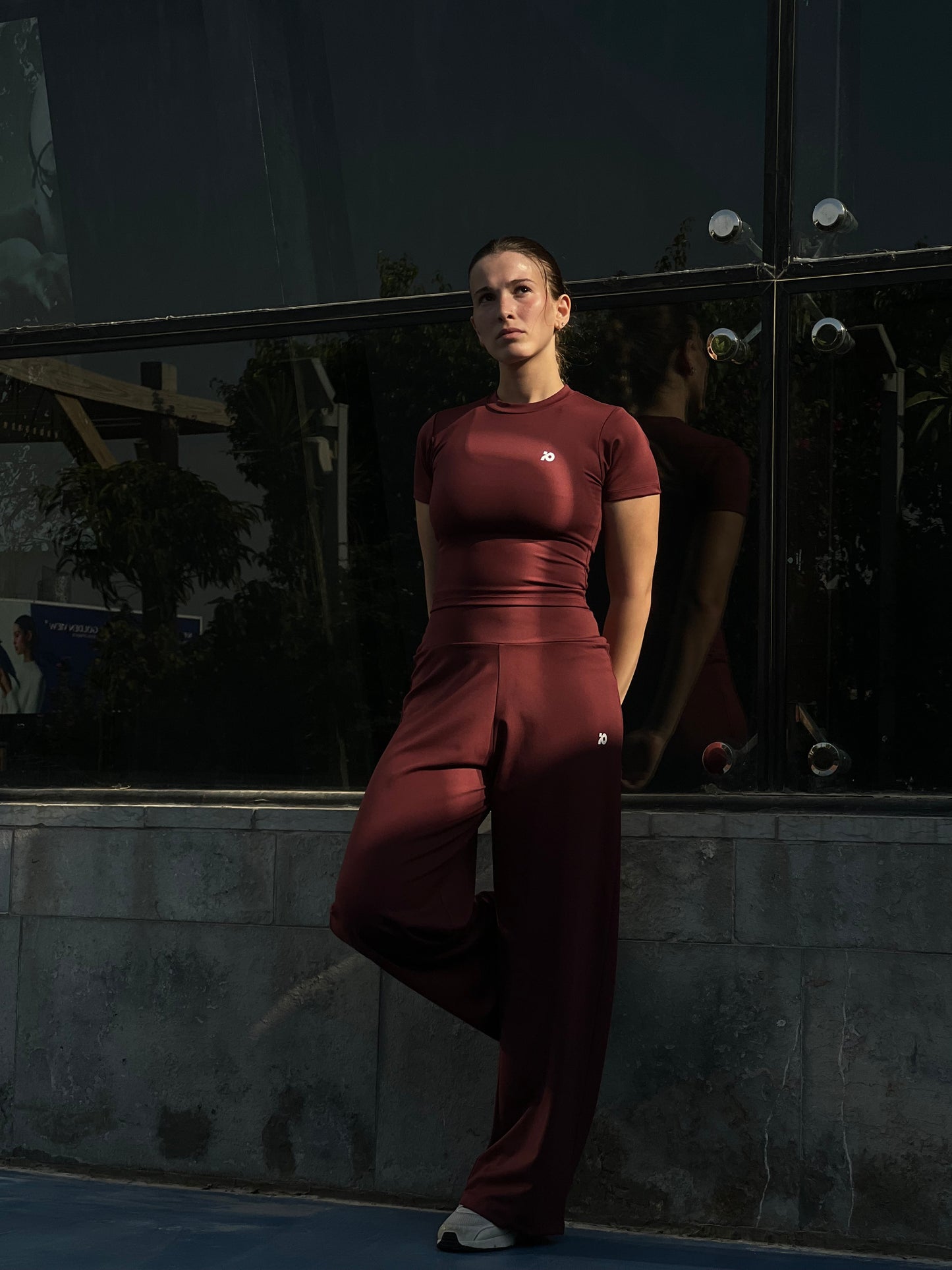 Burgundy Wide Leg Pants